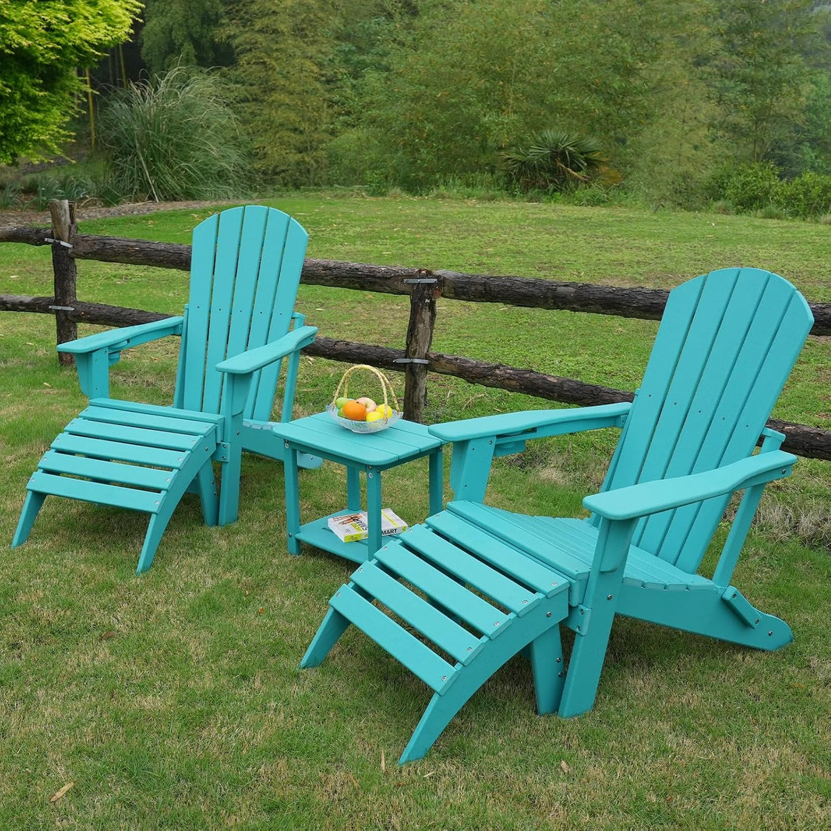nevilywood HDPE Folding Ottoman - Adirondack Chair Footrest – Weather Resistant, Wood-Grain, Low-Maintenance-, Garden Patio Porch – Green