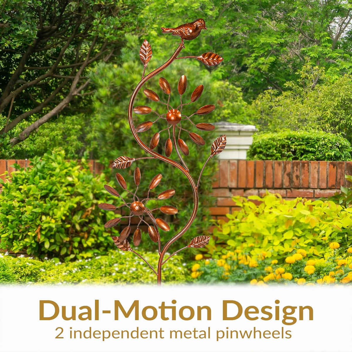 Sunnydaze Twirling Twigs Large Wind Spinners Outdoor for Garden - Spinner Yard Art with 2-Point Step-in Stake - 48" H